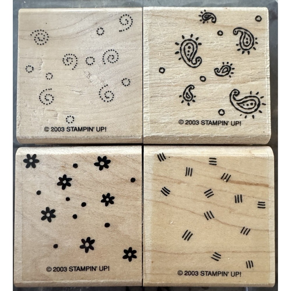 Stampin'‎ Up Rubber Stamp Lot Abstract Pattern Filler Dots Swirls 2003